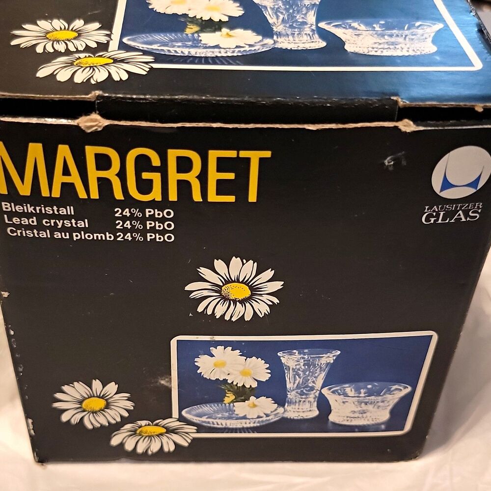 Lausitzer Glas Margret Clear Hand-Cut Crystal Round Covered Dish w/ Lid Boxed